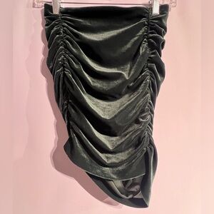 Express Asymmetrical Dark Green Ruched Skirt